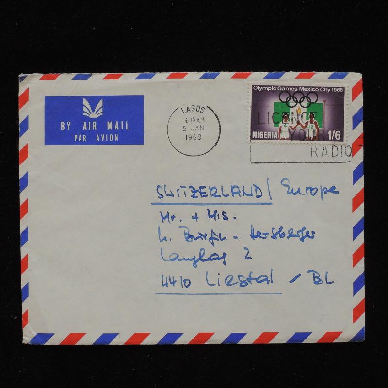 ZS-AC705 NIGERIA IND - Olympic Games, 1969 Airmail Fr Lagos To Switzerland Cover