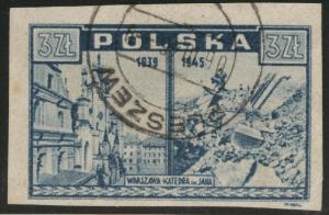 Poland Scott 375 used stamp1945 