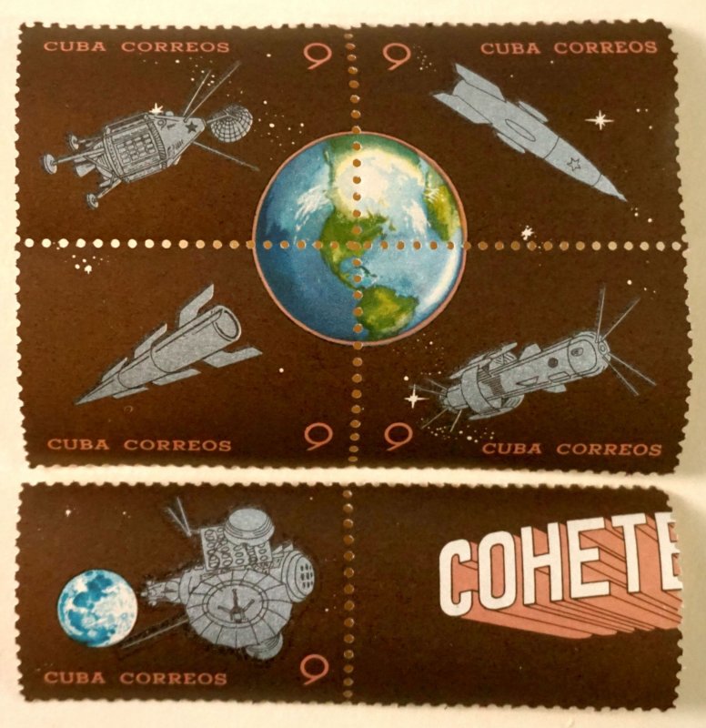 Cuba Sc# 873-877  SATELLITES & ROCKETS 9c w/ tag  1964  MNH