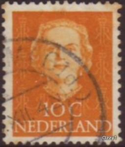 Netherlands 1949 Sc#308, SG#686  10c Orange Queen Juliana USED.