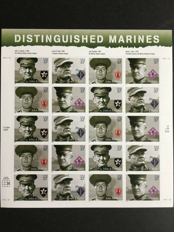 2005 sheet of stamps Distinguished Marines Sc# 3961-3964