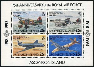 Ascension 561 sheet, MNH. Mi Bl.24. Royal Air Force-75. 1993. Westland Lysander,