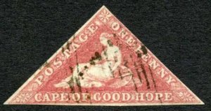 Cape 1855-63 1d rose SG5a fine used cat 300 pounds 