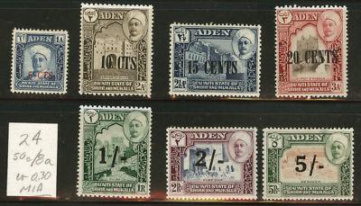 ADEN Shihr Mukalla Scott 20-27 MH* overprints CV$37