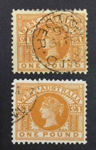 MOMEN: WESTERN AUSTRALIA SG #128,128a 1902-1909 USED £550 LOT #63856