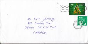 Estonia to Canada 2017 1.40E Christmas tree, 10c Posthorn dated 2015