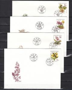 Czechoslovakia, Scott cat. 3005-3008. Flowers & Orchid on 4 First day covers. ^