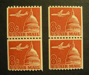 Scott C65, 8c Jet over Capitol, Line Pair, light hinge