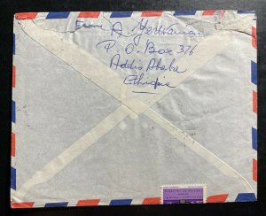 1971 Addis Ababa Ethiopia Airmail Cover To Cork Ireland Vía Rome Sc#378