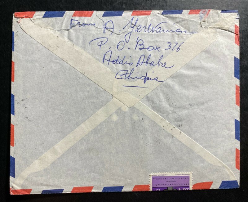 1971 Addis Ababa Ethiopia Airmail Cover To Cork Ireland Vía Rome Sc#378