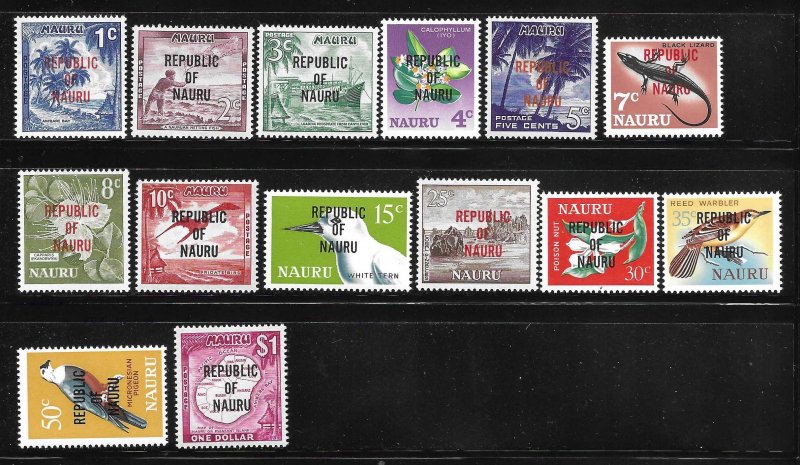 Nauru 1968 Definitive Overprinted Republic Sc 72-85 MNH A3004