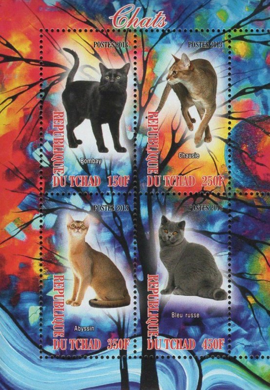 Cat Domestic Animal Souvenir Sheet of 4 Stamps Mint NH