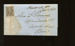 1 Franklin Used Stamp on 1850 Cover with Howellville PA Manuscript CCL (Cv 550) 