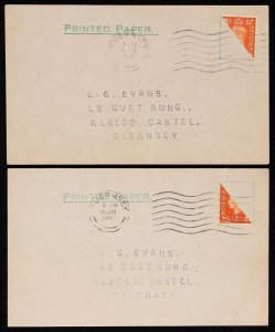 GREAT BRITAIN - GUERNSEY 1941 German Occup bisect Provisional Postcards.