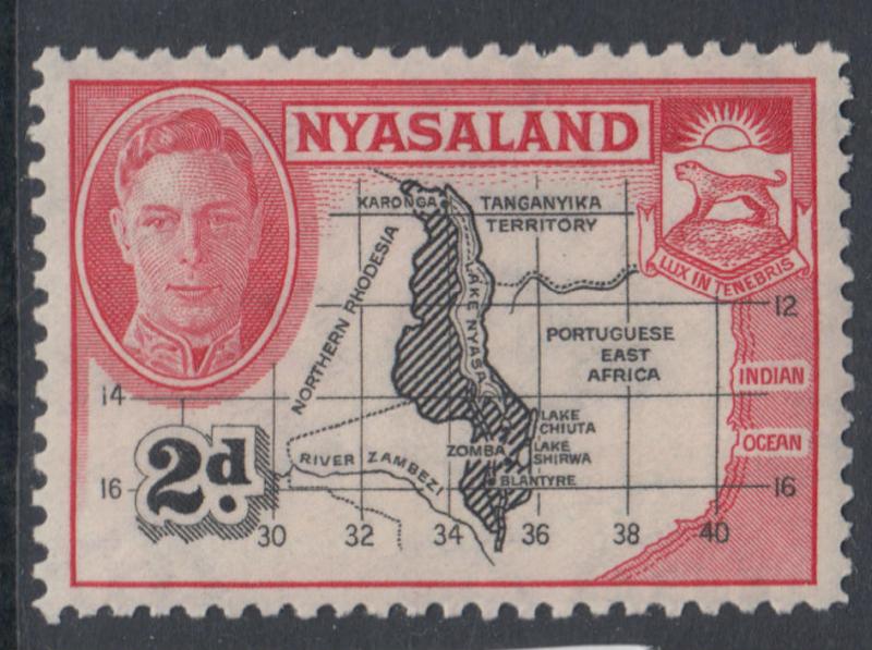 WS-C253 NYASALAND - KGVI, 1945 2D. Map SG 147 MNH