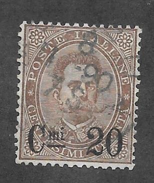 Italy Scott 65 Used 20c on 30c Surcharged King Humbert I 2018 CV $11.00