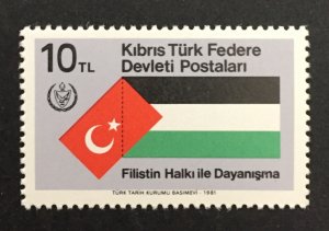 Turkish Cyprus 1981 #112, Palestinian Solidarity, MNH.