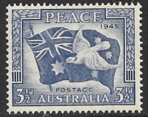 AUSTRALIA 1946 KGVI 3 1/2d FLAG AND DOVE WW2 PEACE AND VICTORY Sc 201 MNH