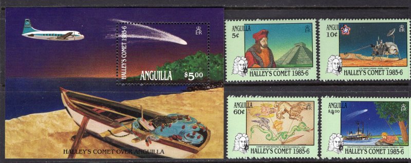 Anguilla (1986) #669-72, 673 MNH Halley's Comet