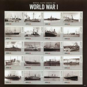 Liberia 2015 MNH WWI WW1 Royal Navy Ships World War I 20v M/S I Military Stamps