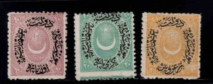 TURKEY Scott 42 -44 mint no gum 1876 surcharged stamps