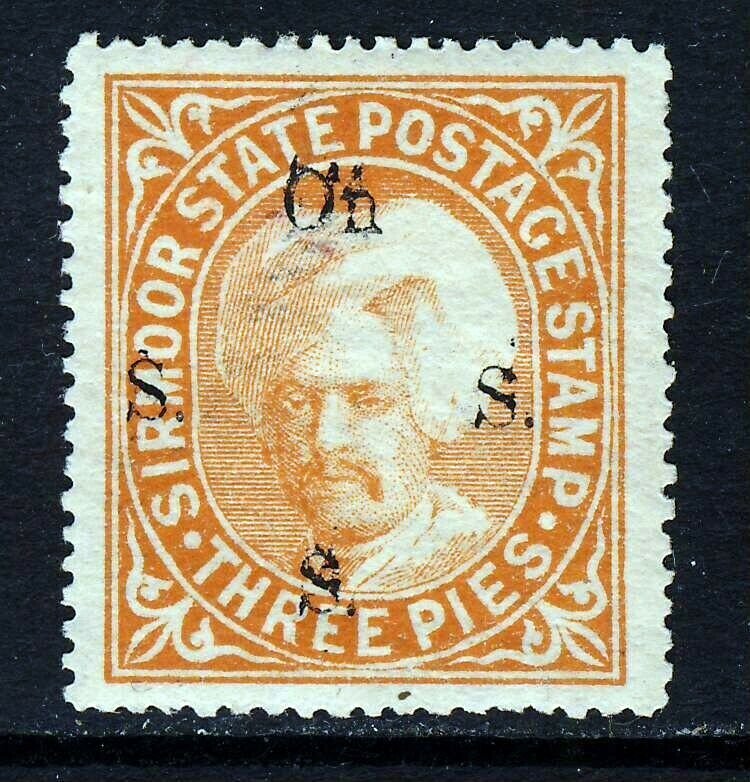 SIRMOOR INDIA 1892 OFFICIAL Overprinted 3p. Orange SG 60 MINT