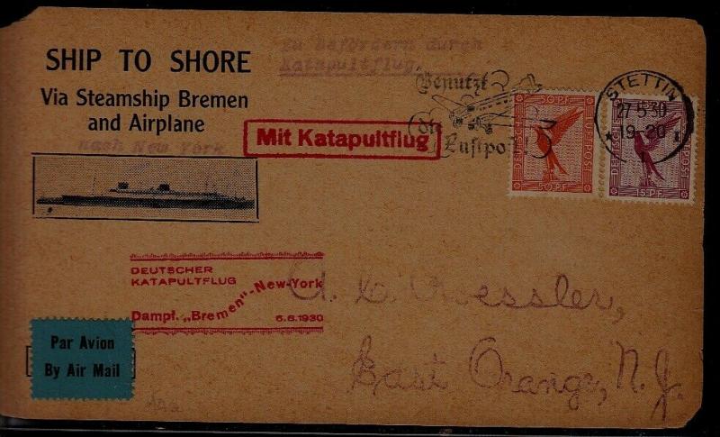 Germany Catapult card 6.6.30 Stettin, faults