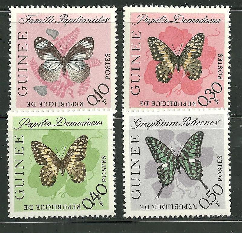 Guinea 291-94 MNH Butterfly's