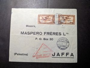 1931 Egypt Airmail LZ 127 Graf Zeppelin Cover Alexandria to Jaffa Palestine