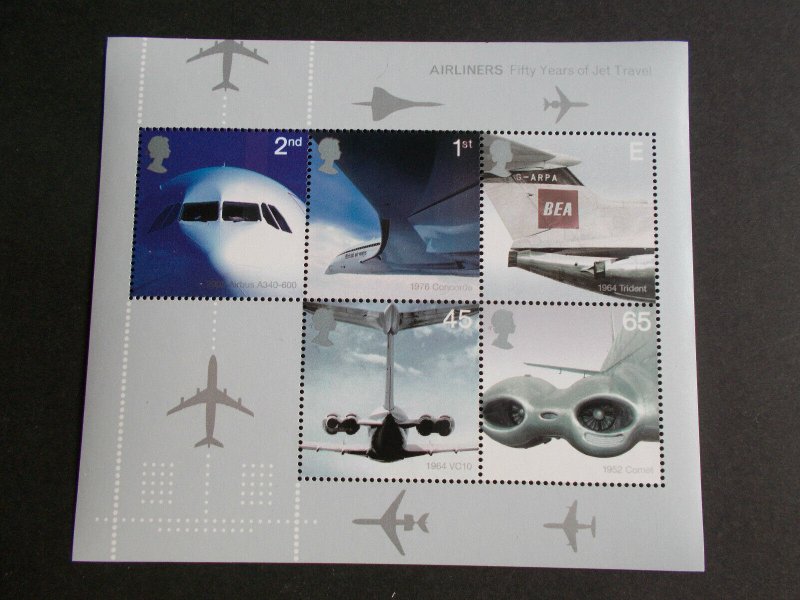 GB QEII 2002 Airliners - 50th Anniv Jet Miniature Sheet MS2289 Cat £12 M/N/H 