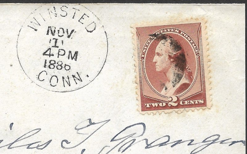 Doyle's_Stamps: Winsted, CONN, 1886 State Postal History w/Crisp CDS