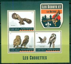 Boy Scouts Owls Birds Fauna Scouting Madagascar MNH stamp set