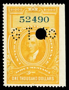 Scott R250 1917 $1,000 Documentary Revenue Used VF Cat $7.50