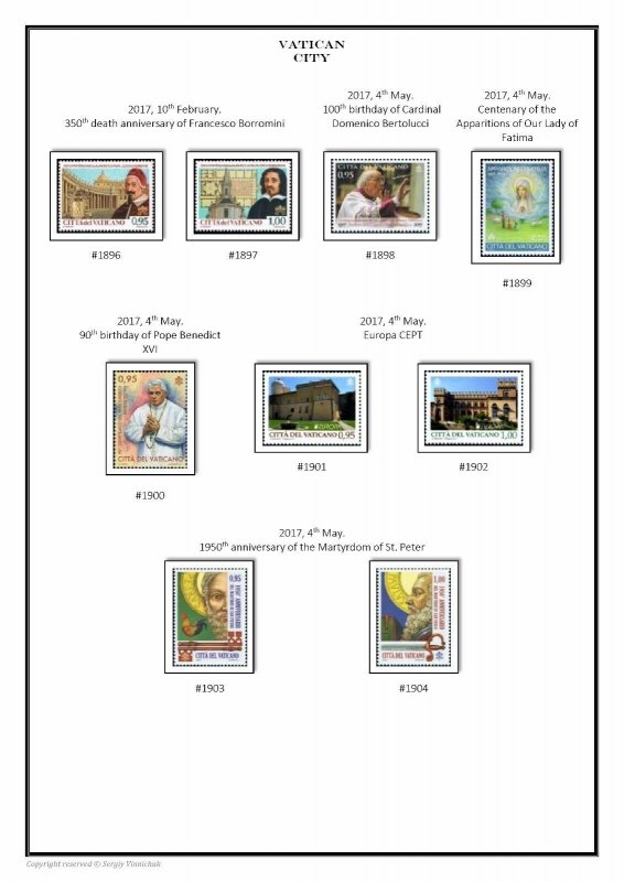 VATICAN CITY 1929 - 2020  PDF (DIGITAL) STAMP  ALBUM PAGES  (209 pages)