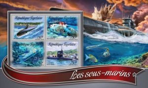 Togo - 2016 Submarines on Stamps - 4 Stamp Sheet - TG16322a