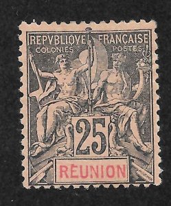 Reunion Scott 44 Unused HROG - 1892 25c Navigation and Commerce - SCV $22.50