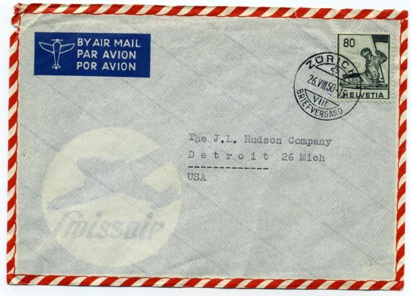 Switzerland #273  Cover to J.L. Hudson Detroit Dept Store