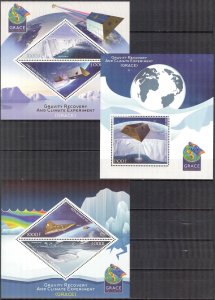 Ivory Coast 2017 Gravity Recovery & Climate Experiment GRACE Glaciers 3 S/S MNH