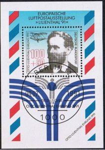 Germany 1991,Sc.#B713 used souv. sheet, Otto Lilienthal