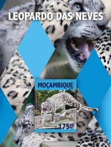 Mozambique 2016 MNH Snow Leopard Leopards 1v S/S Big Cats Wild Animals Stamps