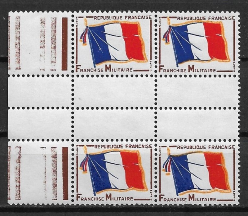 1964 France M12 Franchise Militaire gutter block of 4 MNH