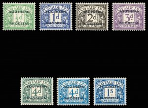 Southern Rhodesia 1951 Postage Due full set superb MNH. SG D1-D7. Sc J1-J6+J5a.