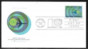 United Nations NY C13 1968 Airmail WFUNA Cachet FDC First Day Cover