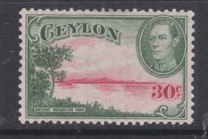 CEYLON, 1938 KGVI watermark sideways, 30c. Carmine & Green, lhm.