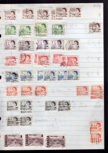Canada 1967-1977 Big Accumulation 1500+ Used Stamps on Pages