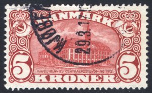 Denmark 1912 5k Dark Red Post Office Scott 82 VFU Cat $200