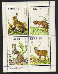 Ireland #483a, mint miniature sheet of 4, various animals