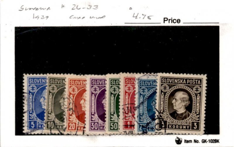 Slovakia, Postage Stamp, #26-33 Used, 1939  WWII German (AB)