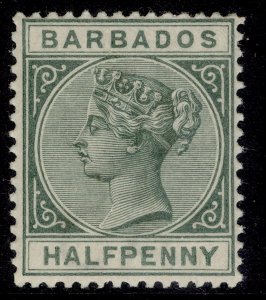 BARBADOS QV SG89, ½D Vert Dull, LH MINT. Cat £38.