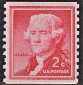 US 1055 MNH VF 2 Cent Thomas Jefferson Coil